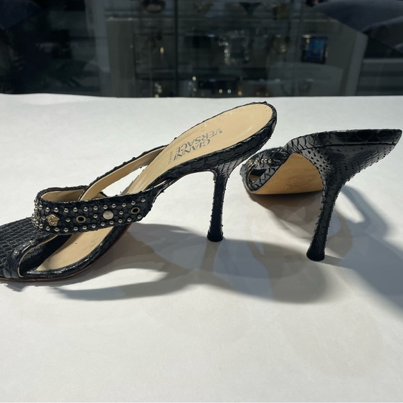 Versace Black Medusa High Heeled Sandals 37.5 - Picture 6 of 7